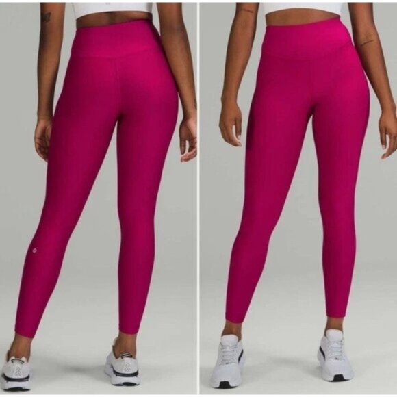 lululemon athletica Pants - Lululemon Base Pace High-Rise Fleece Tight Leggings 28" Wild Berry Hot Pink 10